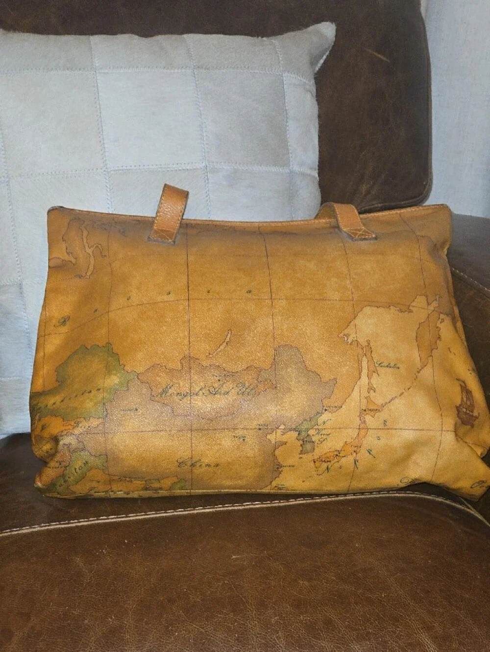 Alviero Martini Yellow Map Print Leather LAPTOP BAG